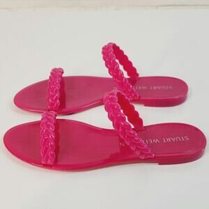 Stuart Weitzman Braida Sawyer Jelly Sandals in Magenta, sz 9